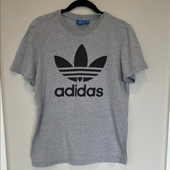 adidas Tops - Adidas Heather Gray Tee with Black Trefoil Medium